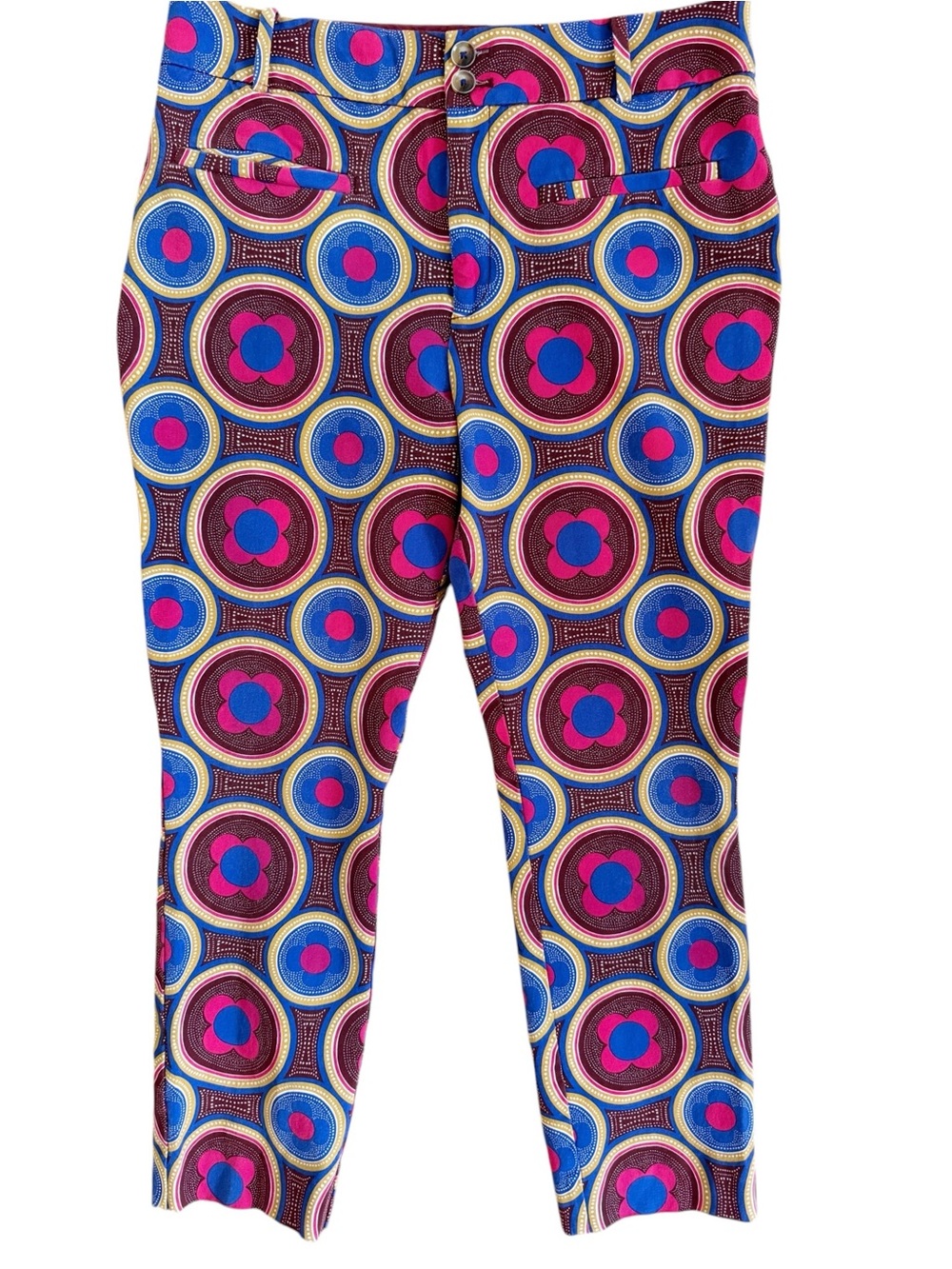 ANTHROPOLOGIE The Essential Slim Cropped Trouser in Geometric Poppy Print - Picture 2 of 15